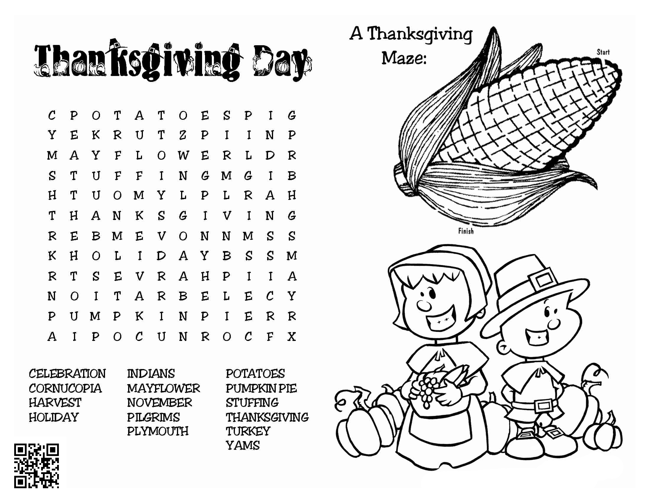 Thanksgiving Coloring Page Maze Dialect Zone International